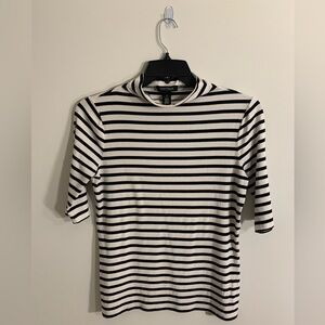 White House Black Market, black and white striped short sleeve top, super soft